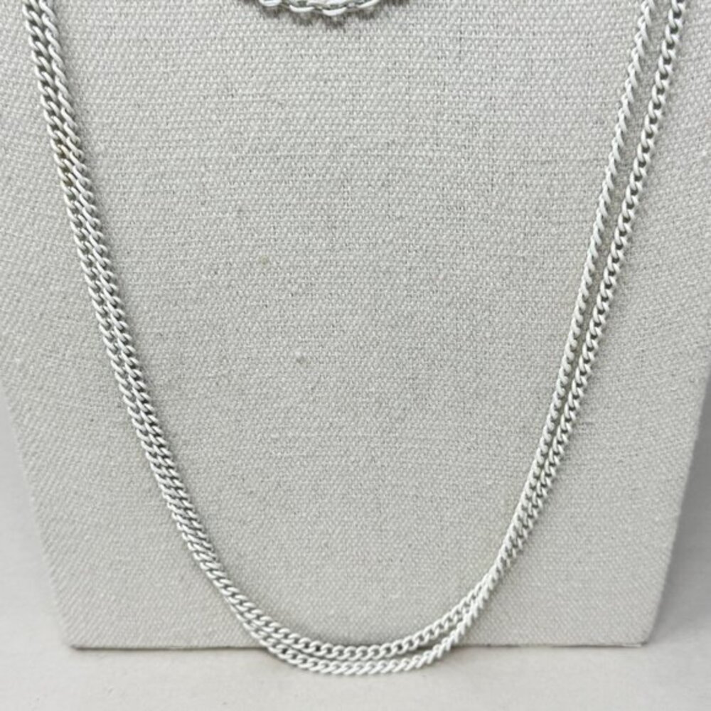 Vintage Chain Set of 3 Necklaces Korea White Gold-Tone Long‎ Length Minimal - Picture 7 of 9